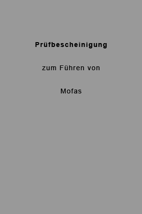 Prüfbescheinugung für Mofas, vordere Außenseite